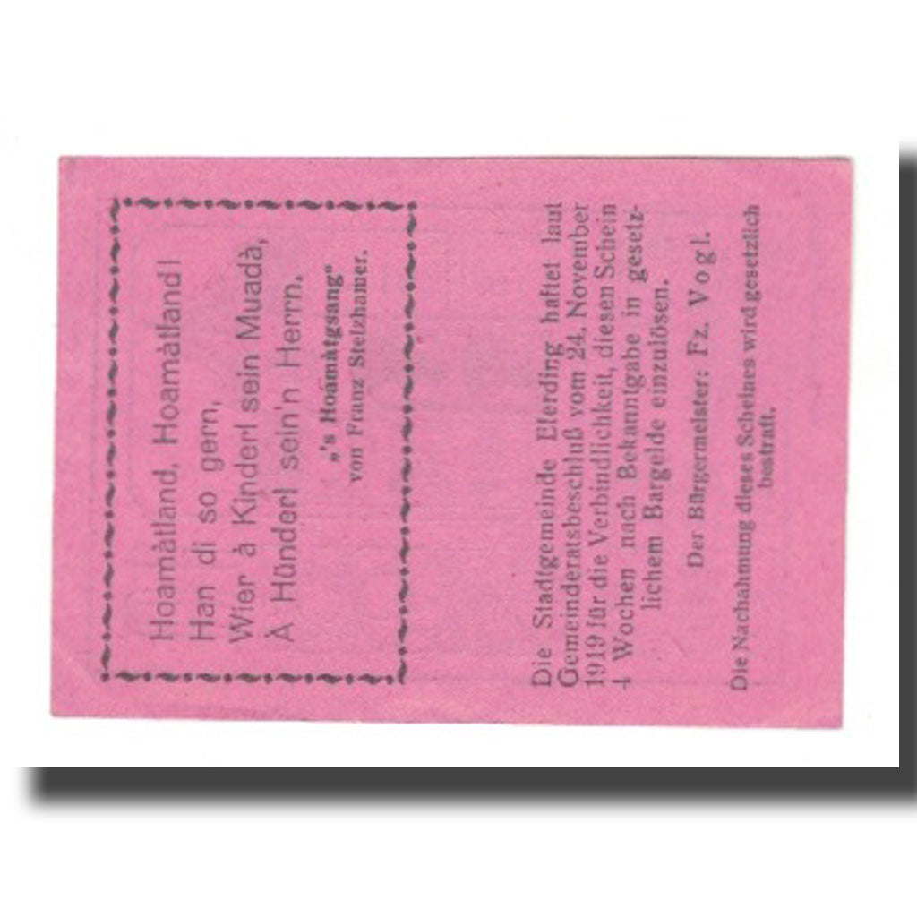 Banknote, Austria, Eferding O.Ö. Stadtgemeinde, 10 Heller, Texte 2, AU(55-58)