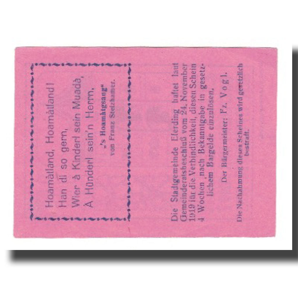 Biljet, Oostenrijk, Eferding O.Ö. Stadtgemeinde, 10 Heller, Texte 4, SUP