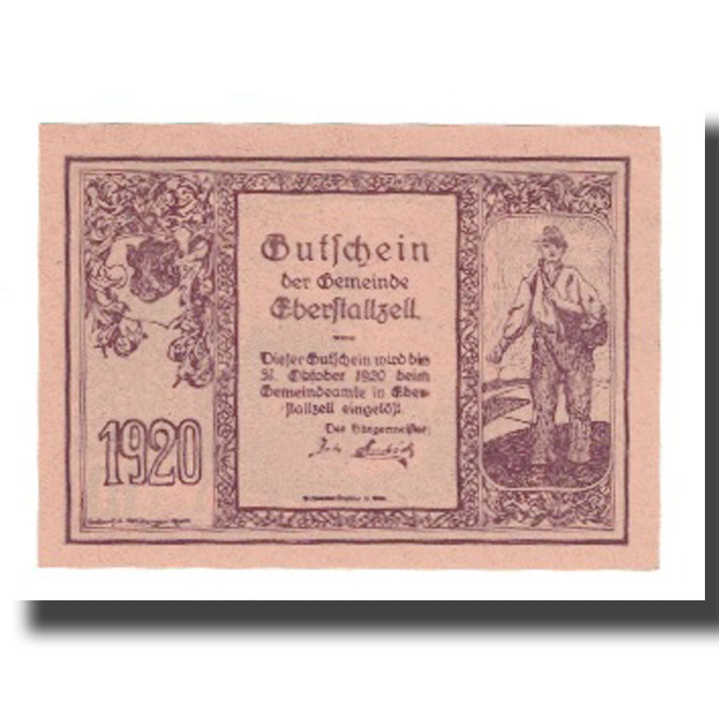 Banknote, Austria, Eberstallzell O.Ö. Gemeinde, 10 Heller, Clocher, 1920