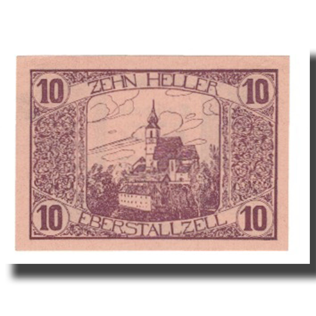Banknote, Austria, Eberstallzell O.Ö. Gemeinde, 10 Heller, Clocher, 1920