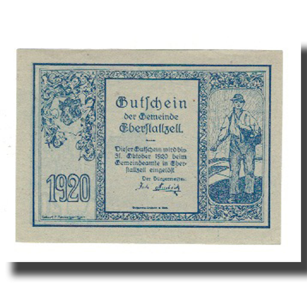 Banknote, Austria, Eberstallzell O.Ö. Gemeinde, 20 Heller, Clocher, 1920