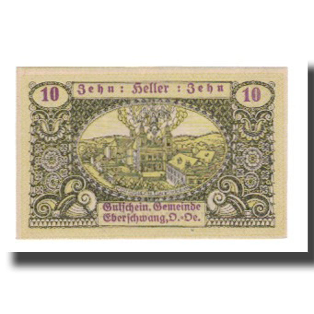 Banknote, Austria, Eberschwang O.Ö. Gemeinde, 10 Heller, Texte, 1920