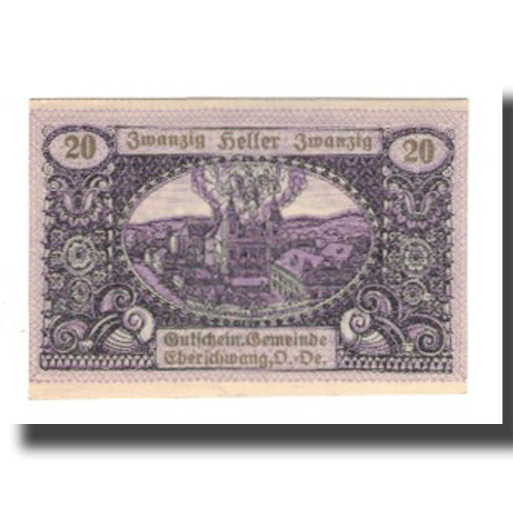Banknote, Austria, Eberschwang O.Ö. Gemeinde, 20 Heller, Texte, 1920