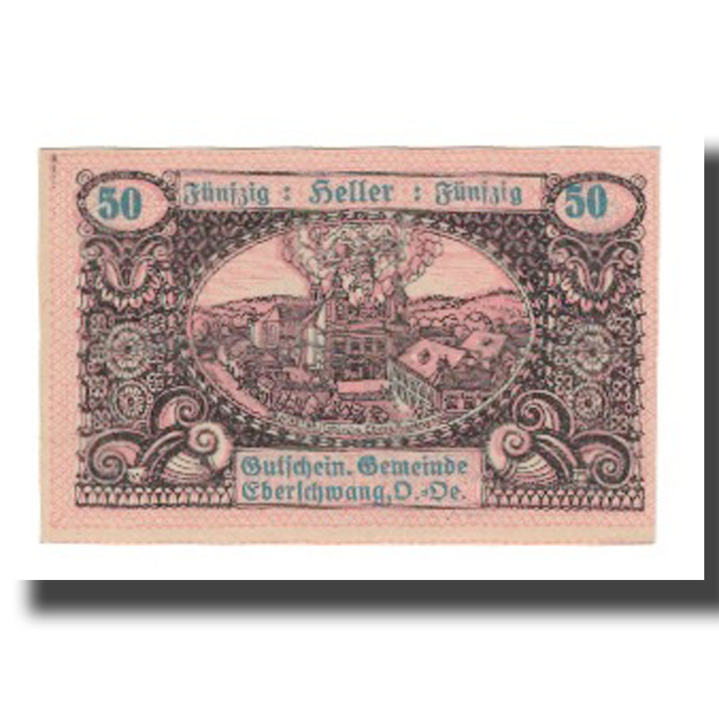 Biljet, Oostenrijk, Eberschwang O.Ö. Gemeinde, 50 Heller, Texte, 1920