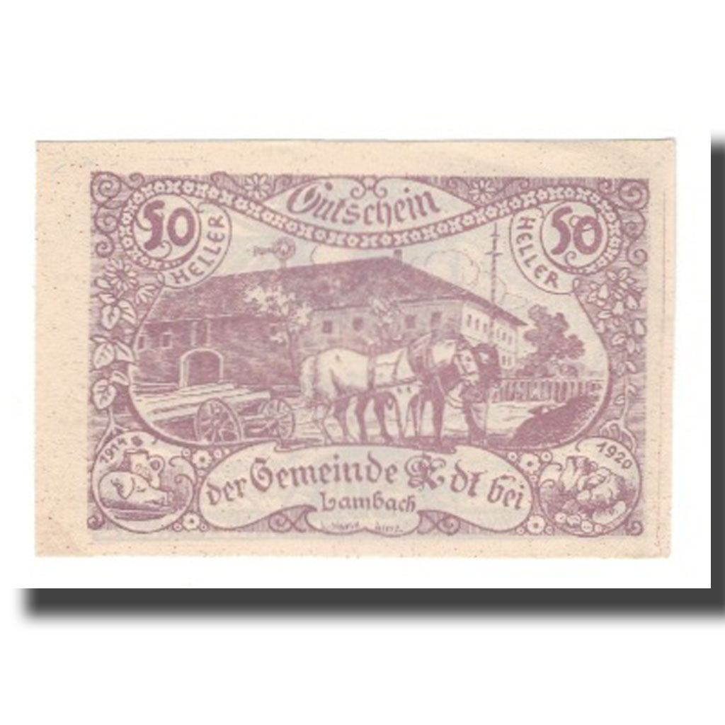 Banknote, Austria, EDT Bei Lambach O.Ö. Gemeinde, 50 Heller, texte 1, 1920