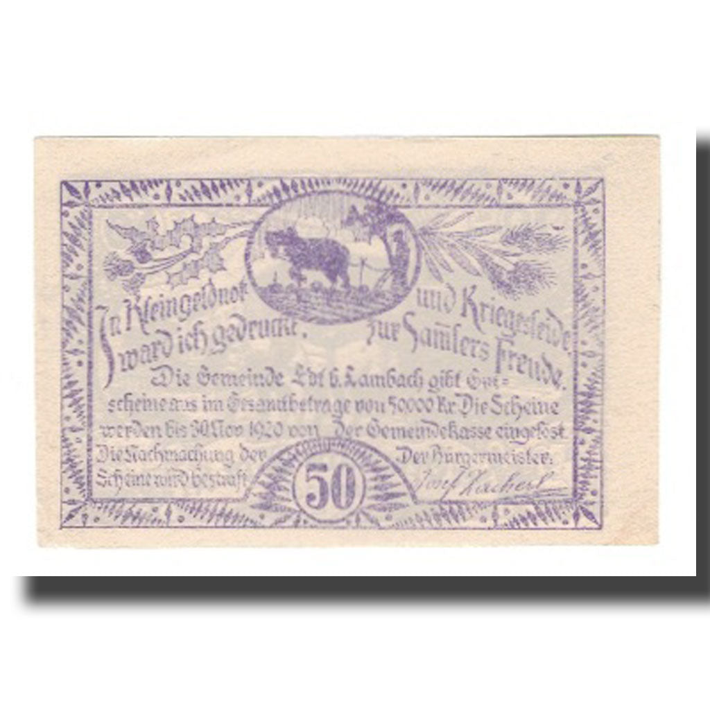 Banknote, Austria, EDT Bei Lambach O.Ö. Gemeinde, 50 Heller, texte 1, 1920