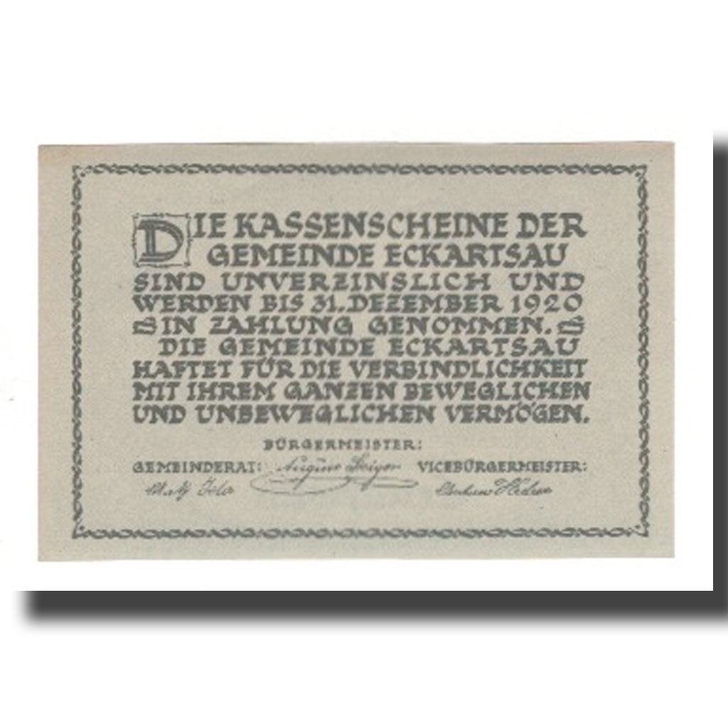 Banknote, Austria, Eckartsau N.Ö. Gemeinde, 30 Heller, Texte, 1920, 1920-12-31
