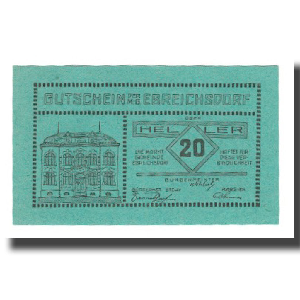 Banknot, Austria, Ebreichsdorf N.Ö. Marktgemeinde, 20 Heller, Texte, 1920
