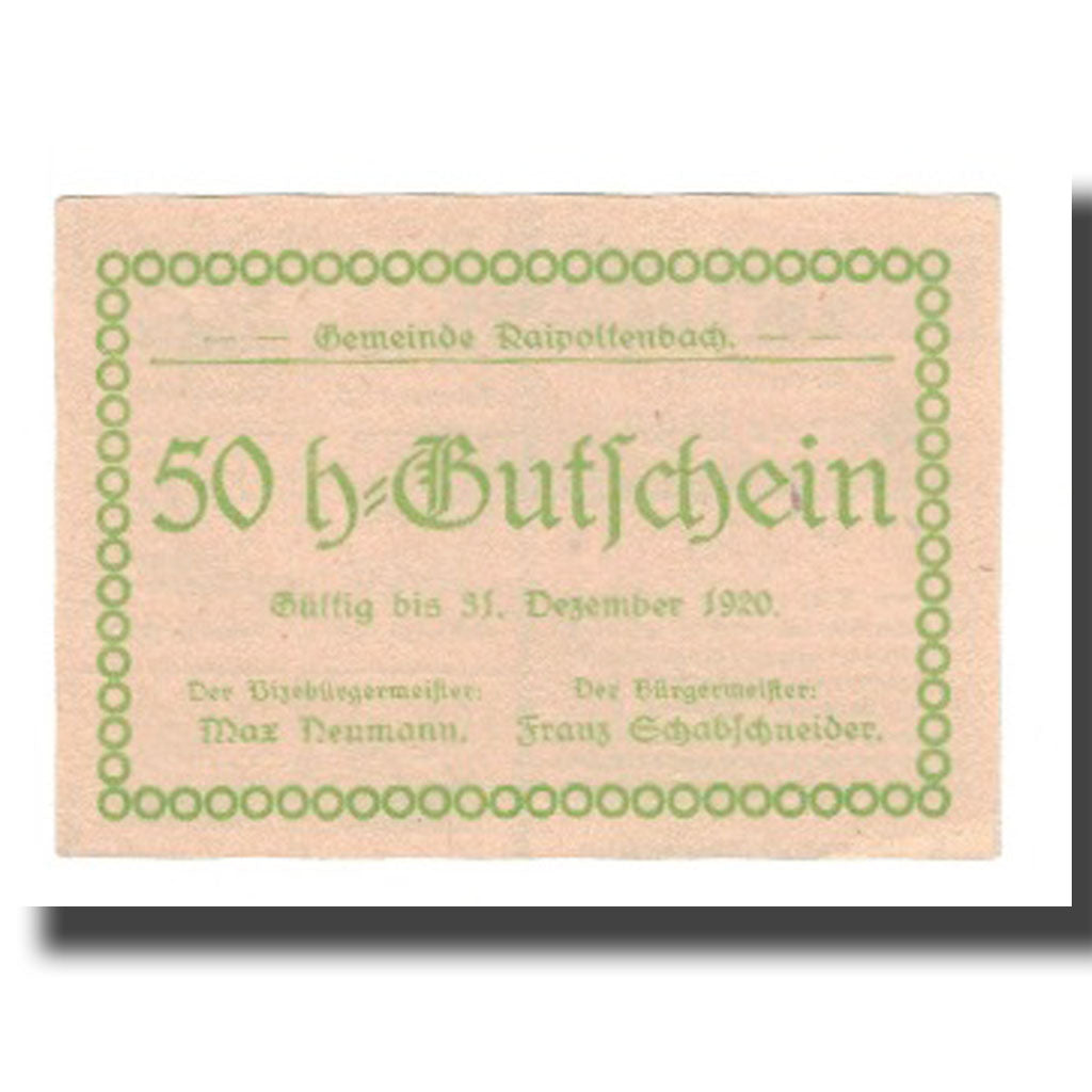 Banknote, Austria, Raipoltenbach N.Ö. Gemeinde, 50 Heller, N.D, 1920