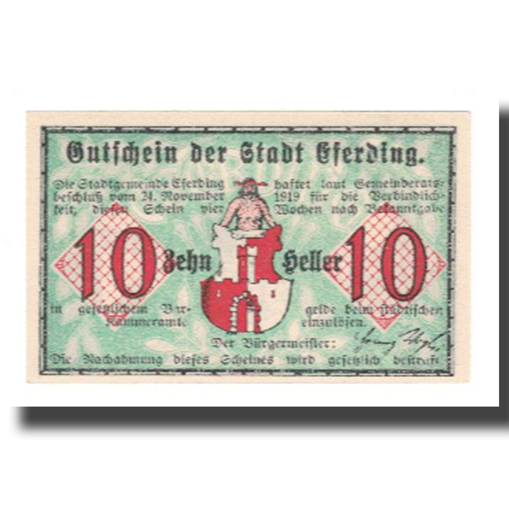 Banknot, Austria, Eferding O.Ö. Stadtgemeinde, 10 Heller, rue, AU(55-58)