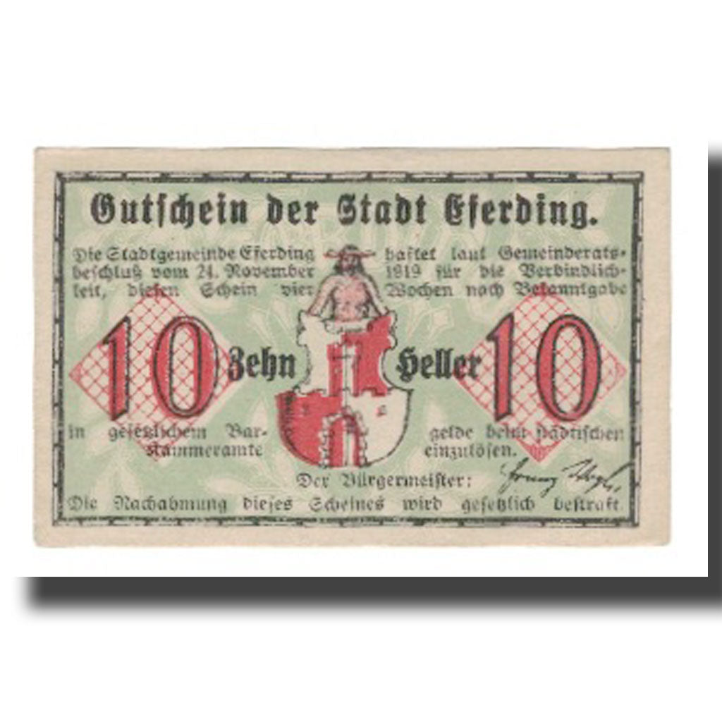 Banknote, Austria, Eferding O.Ö. Stadtgemeinde, 10 Heller, rue 3, AU(55-58)