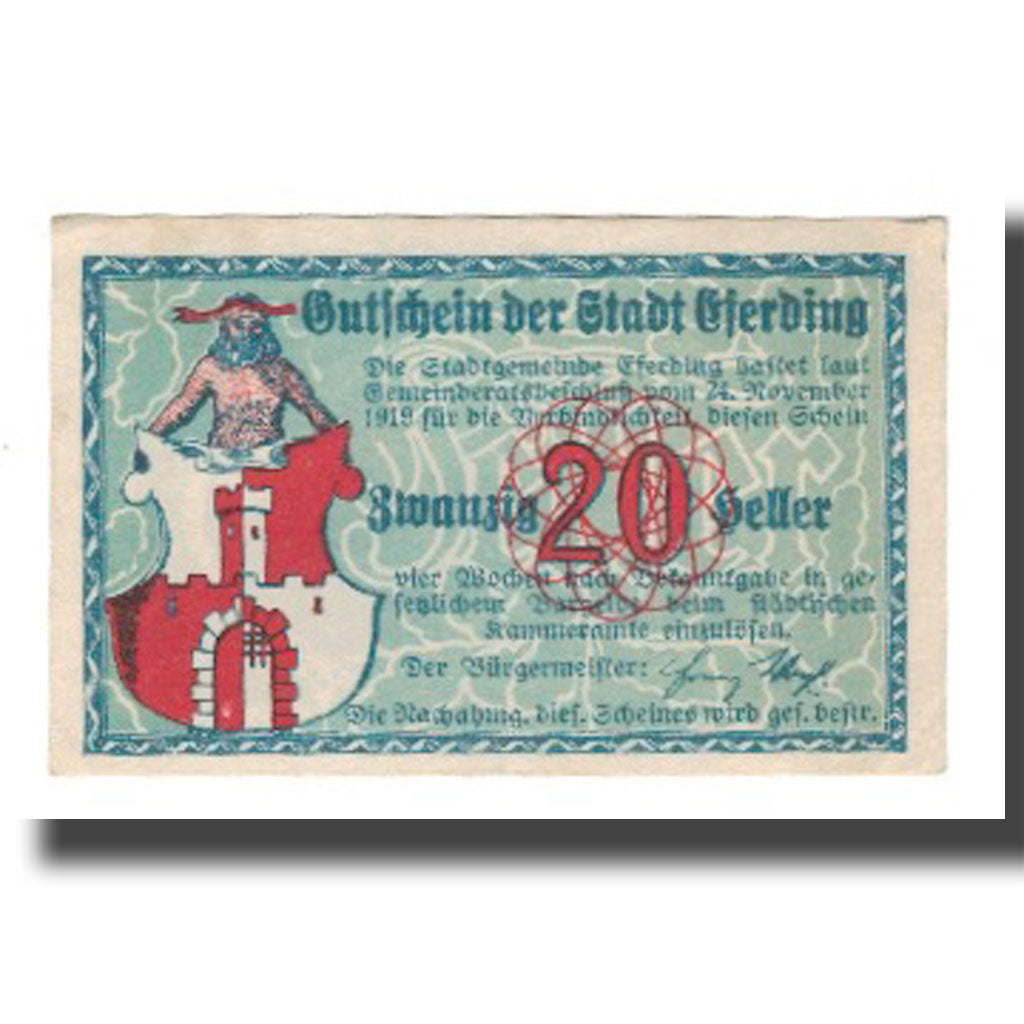 Banknote, Austria, Eferding O.Ö. Stadtgemeinde, 20 Heller, village, AU(55-58)