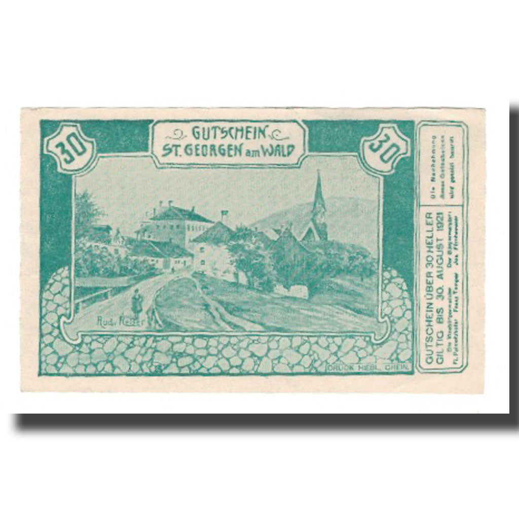 Banknote, Austria, St. Georgen am Walde O.Ö. Gemeinde, 30 Heller, N.D, 1920