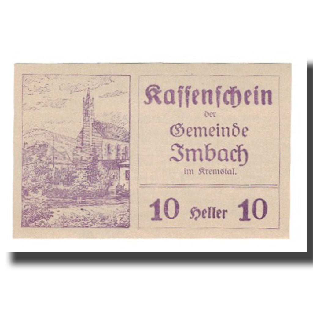 Biljet, Oostenrijk, Imbach N.Ö. Gemeinde, 10 Heller, Texte 2, 1920, 1920-12-31