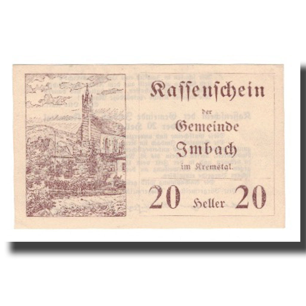 Billet, Autriche, Imbach N.Ö. Gemeinde, 20 Heller, texte 1, 1920, 1920-12-31