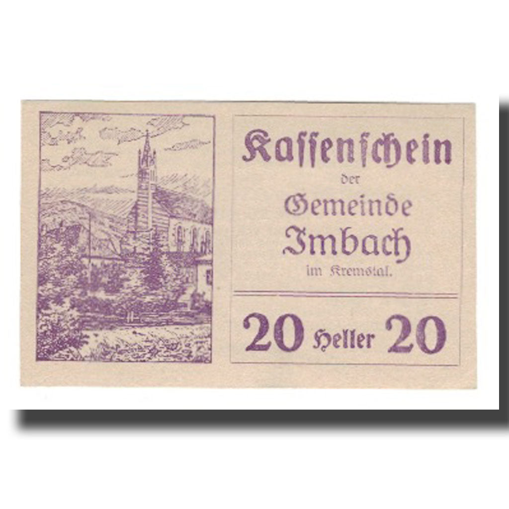 Biljet, Oostenrijk, Imbach N.Ö. Gemeinde, 20 Heller, Texte 2, 1920, 1920-12-31