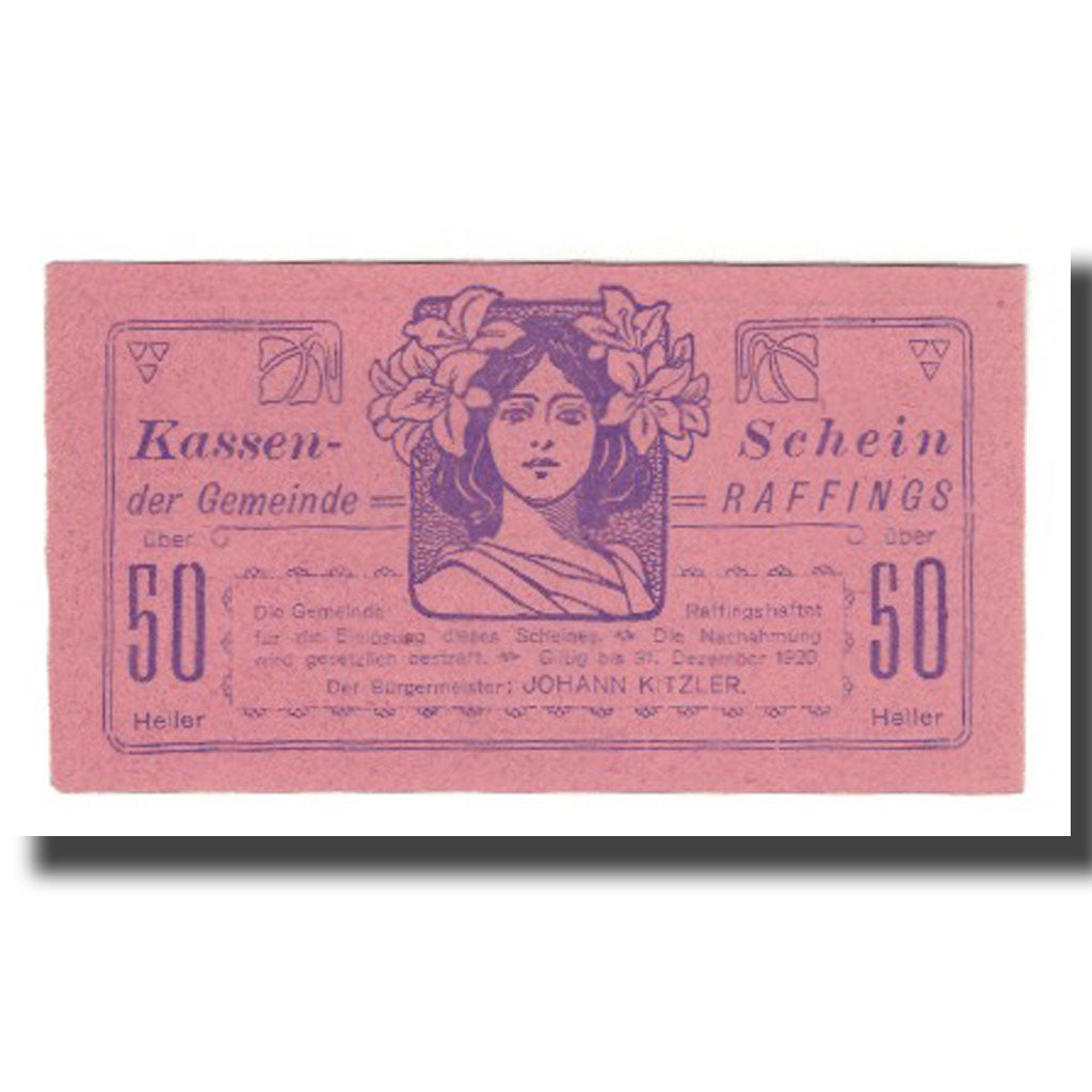 Banknote, Austria, Raffings N.Ö. Gemeinde, 50 Heller, valeur faciale 2, 1920