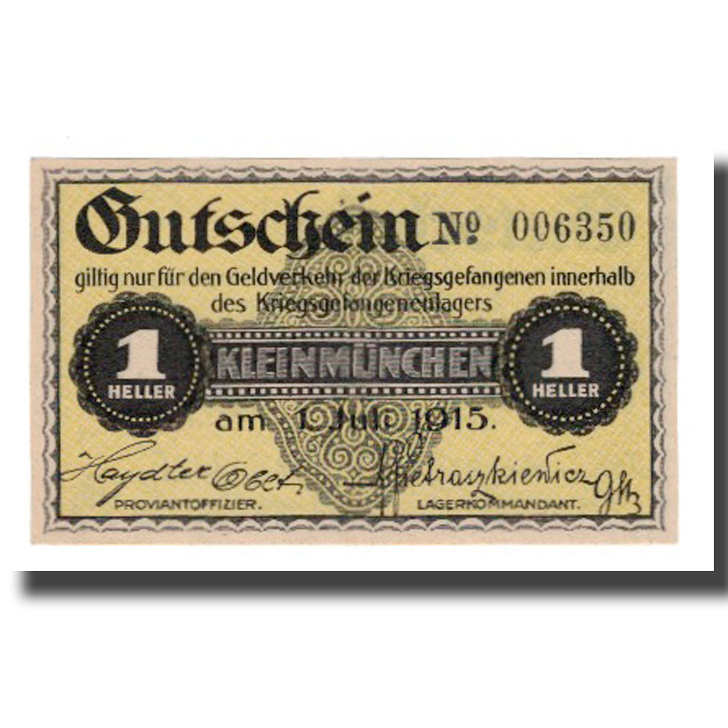 Banknote, Austria, Kleinmünchen, 1 Heller, valeur faciale, 1915, 1915-07-01