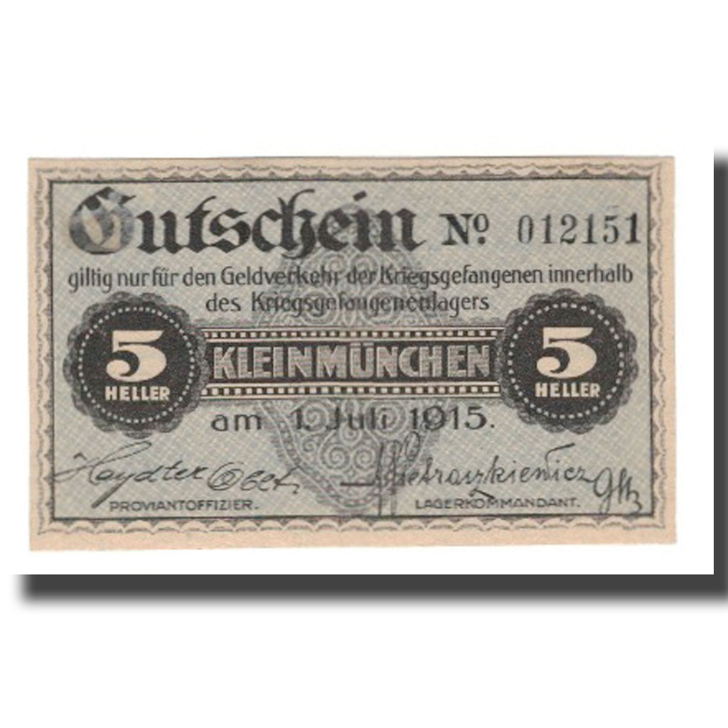 Banknote, Austria, Kleinmünchen, 5 Heller, valeur faciale, 1915, 1915-07-01