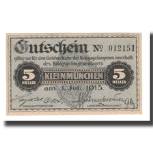 Banknote, Austria, Kleinmünchen, 5 Heller, valeur faciale, 1915, 1915-07-01