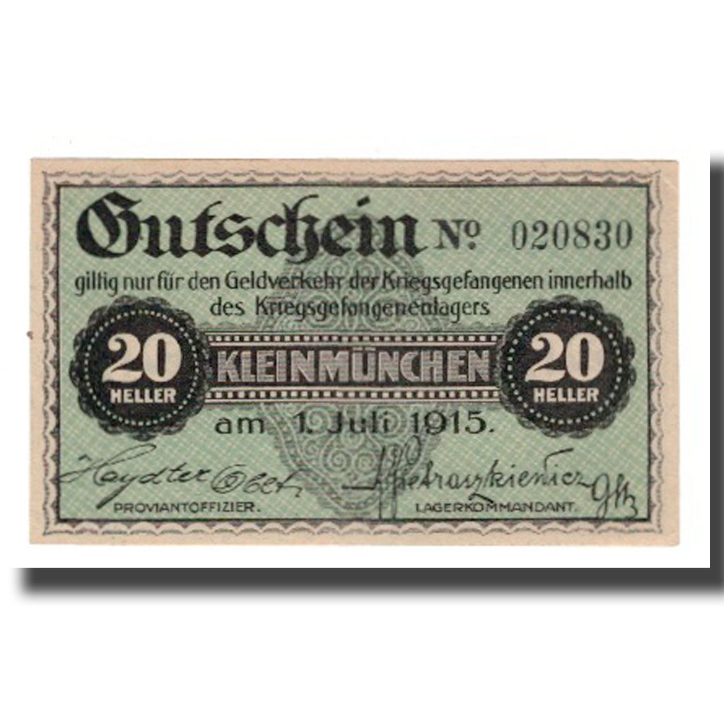 Banknote, Austria, Kleinmünchen, 20 Heller, valeur faciale, 1915, 1915-07-01