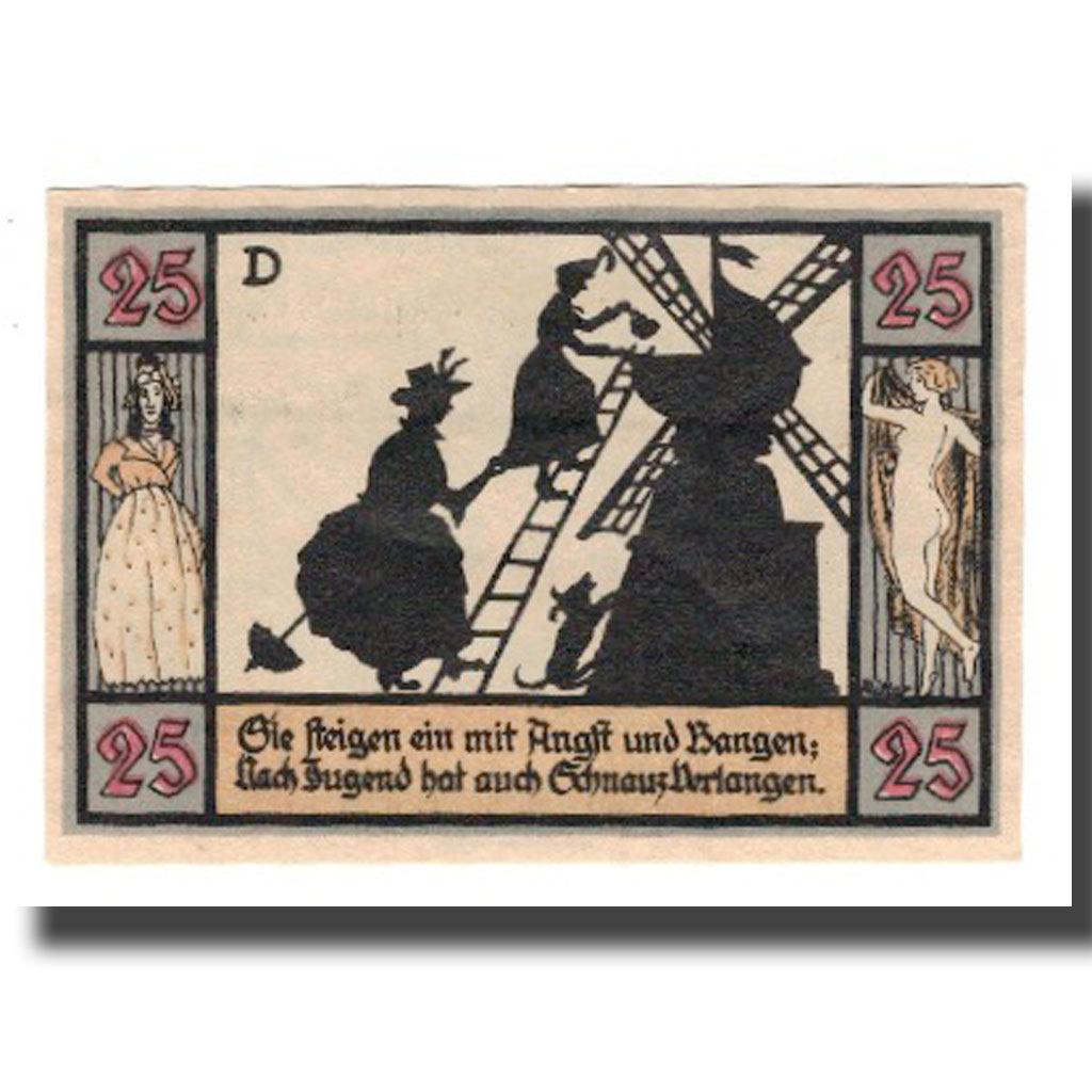 Geldschein, Österreich, Apolda Stadt, 25 Pfennig, personnage 4, 1921