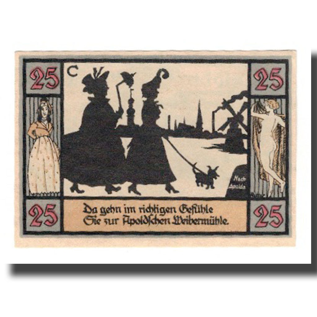 Geldschein, Österreich, Apolda Stadt, 25 Pfennig, personnage 5, 1921
