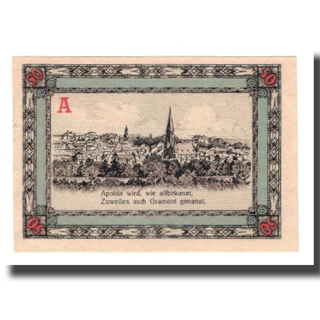 Geldschein, Österreich, Apolda Stadt, 50 Pfennig, paysage, 1921, 1921-08-01