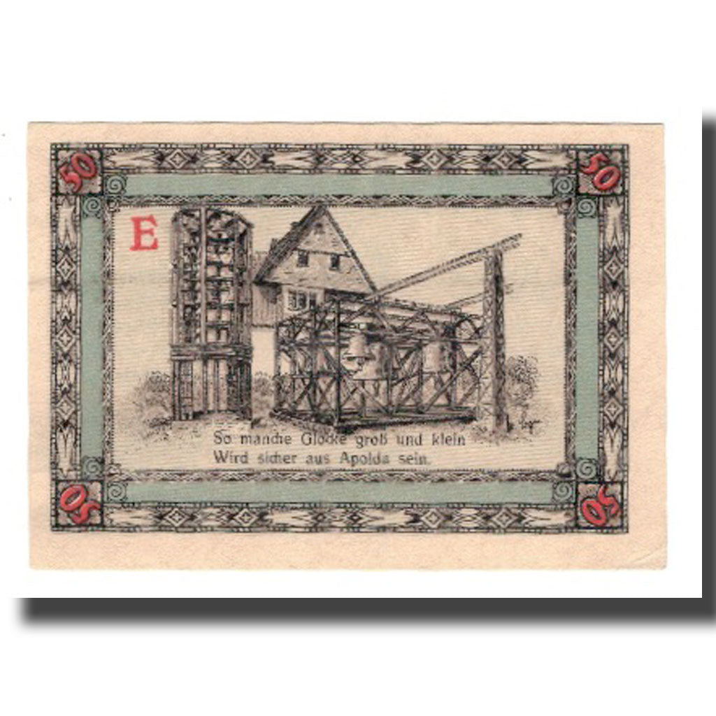 Banknote, Austria, Apolda Stadt, 50 Pfennig, Batiment, 1921, 1921-08-01