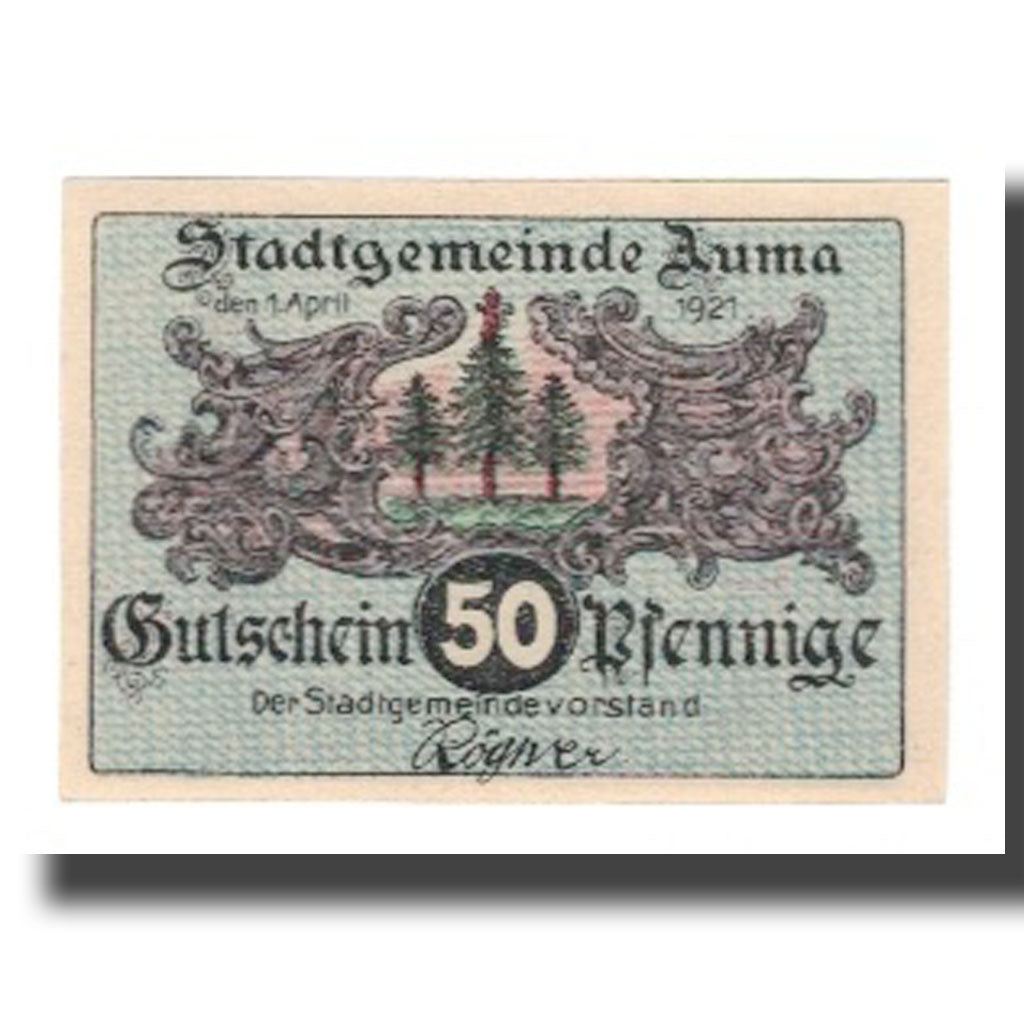 Banknote, Germany, Auma Stadt, 50 Pfennig, personnage 1, 1921, 1921-04-01