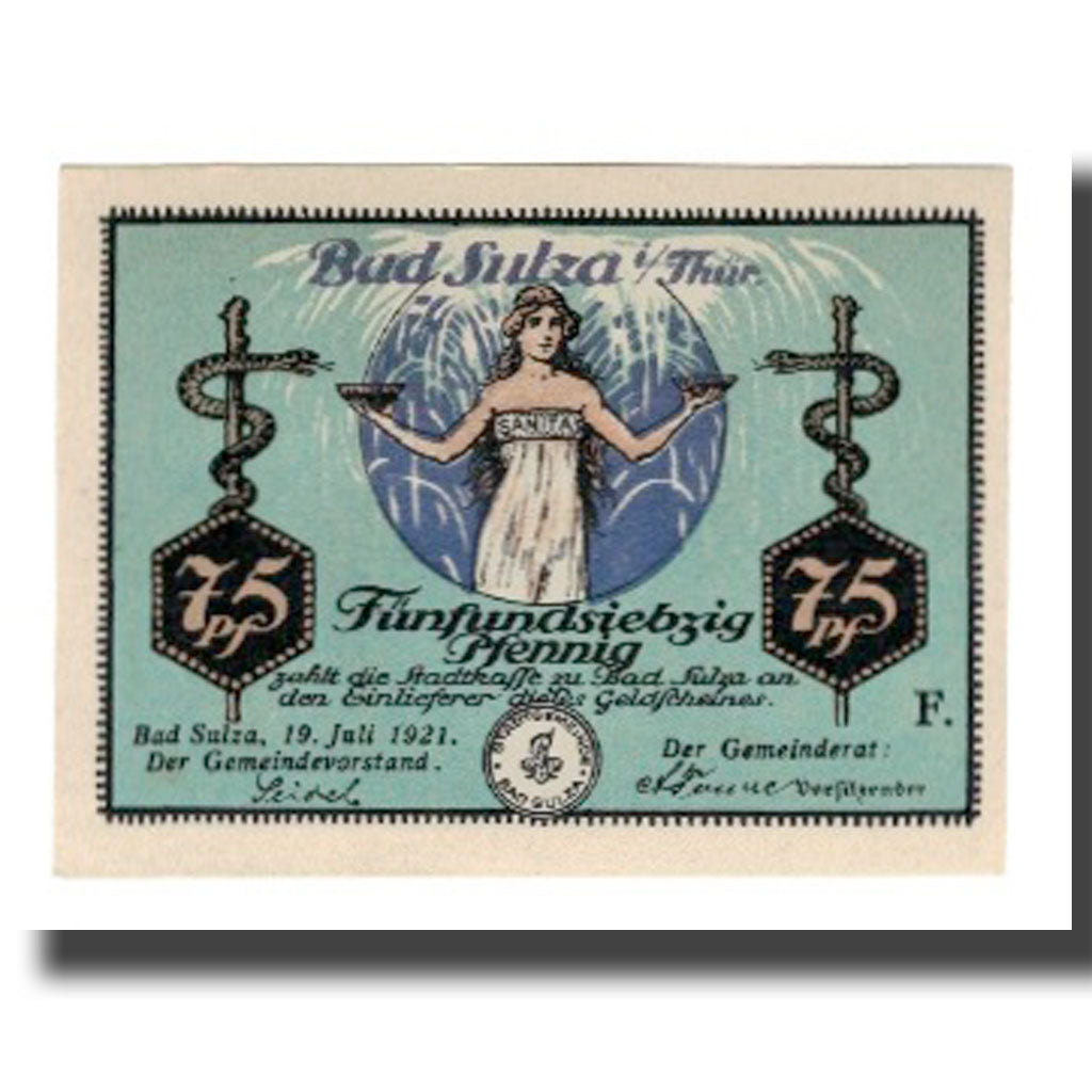Banknote, Germany, Sulza Bad Stadt, 75 Pfennig, Batiment, 1922, 1922-12-31