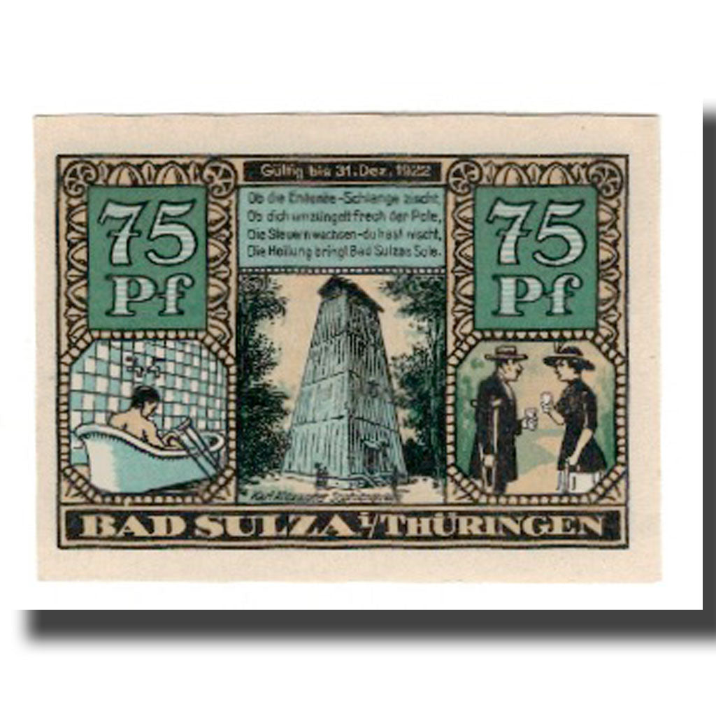 Banknote, Germany, Sulza Bad Stadt, 75 Pfennig, Batiment, 1922, 1922-12-31