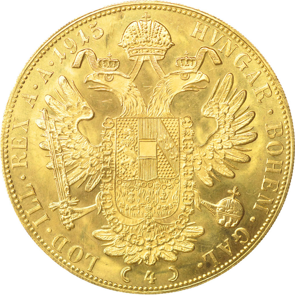 AUSTRIA, 4 Ducat, 1915, KM #2276, MS(60-62), Gold, 13.96