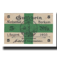 Banknote, Germany, Borkum Gemeinde, 5 Pfennig, valeur faciale, 1920, 1920-08-01