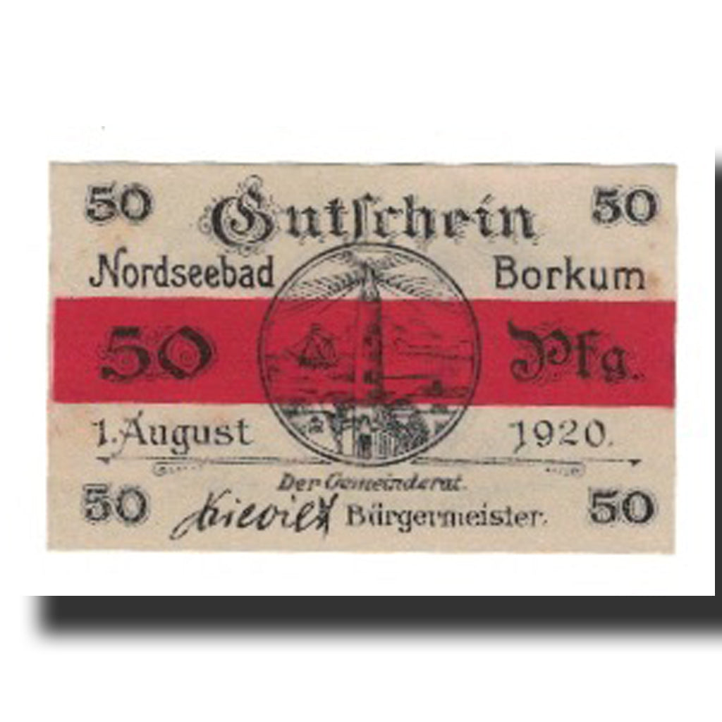 Banknot, Niemcy, Borkum Gemeinde, 50 Pfennig, valeur faciale, 1920, 1920-08-01