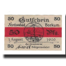 Banknot, Niemcy, Borkum Gemeinde, 50 Pfennig, valeur faciale, 1920, 1920-08-01