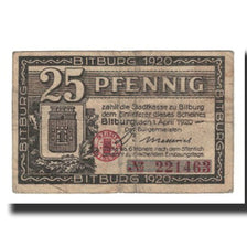 Banknote, Germany, Bitburg Stadt, 25 Pfennig, valeur faciale, 1920, 1920-04-01