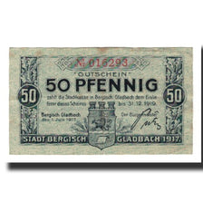 Banknote, Germany, Bergisch Gladbach Stadt, 50 Pfennig, portrait, 1919
