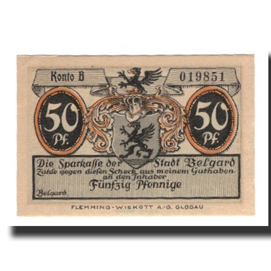 Banknote, Germany, Belgard a. Persante Stadt, 50 Pfennig, paysage, AU(55-58)