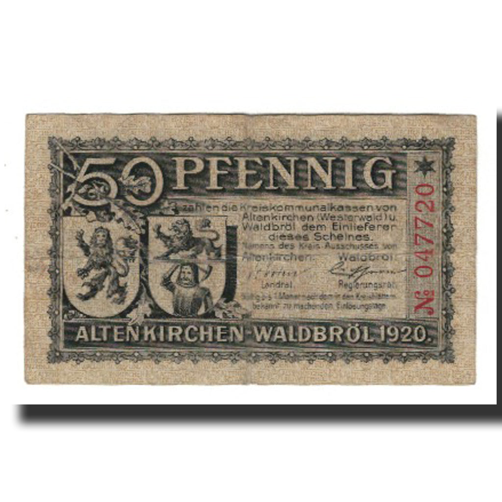 Billet, Allemagne, Altenkirchen und Waldbröl Kreise, 50 Pfennig, Batiment