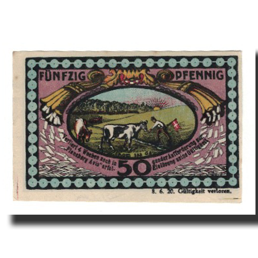 Billet, Allemagne, Auenbüll (DNS / Dänemark: Avnbol) Gemeinde, 50 Pfennig