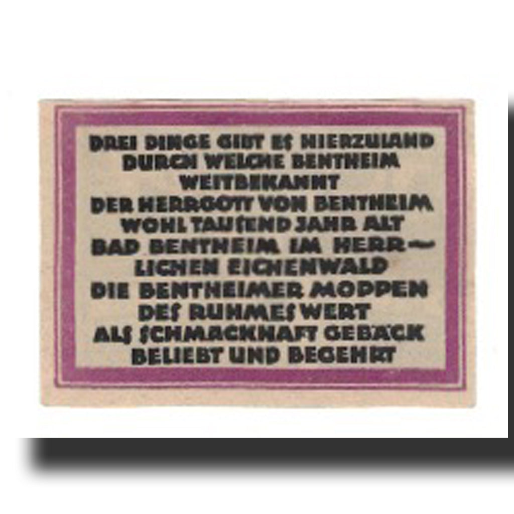 Banknote, Germany, Bentheim Stadt, 50 Pfennig, Texte, undated (1921), AU(55-58)