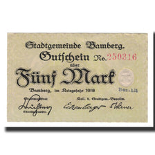 Banknote, Germany, Bamberg Stadt, 5 Mark, Batiment, 1919, 1919-02-01, AU(55-58)