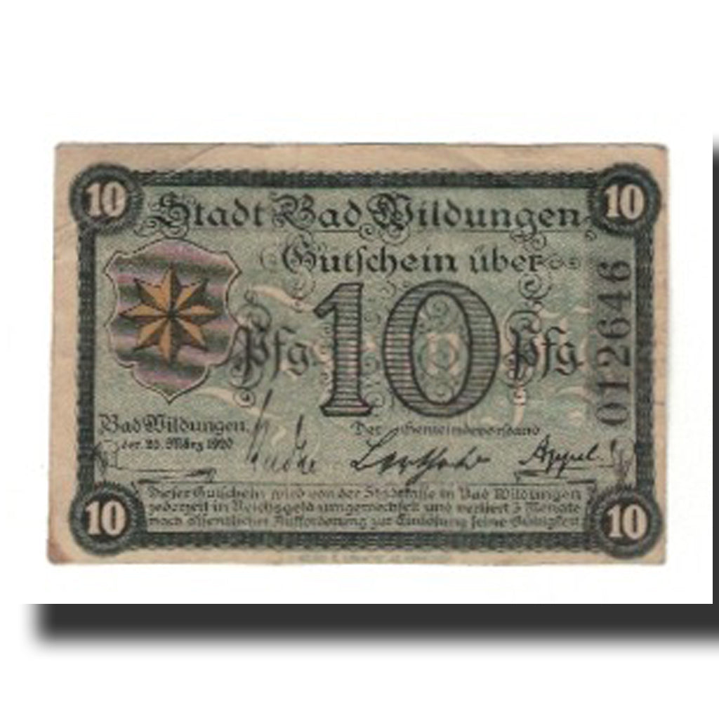 Banknote, Germany, Wildungen, Bad Stadt, 10 Pfennig, Batiment, 1921, 1921-03-16