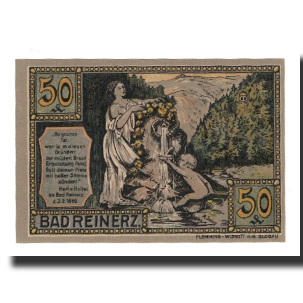 Banknote, Germany, Reinerz, Bad Stadt, 50 Pfennig, paysage 2, 1921, 1921-06-01