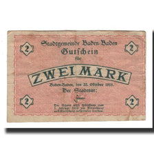 Biljet, Duitsland, Baden Baden Stadt, 2 Mark, valeur faciale, 1919, 1919-02-01