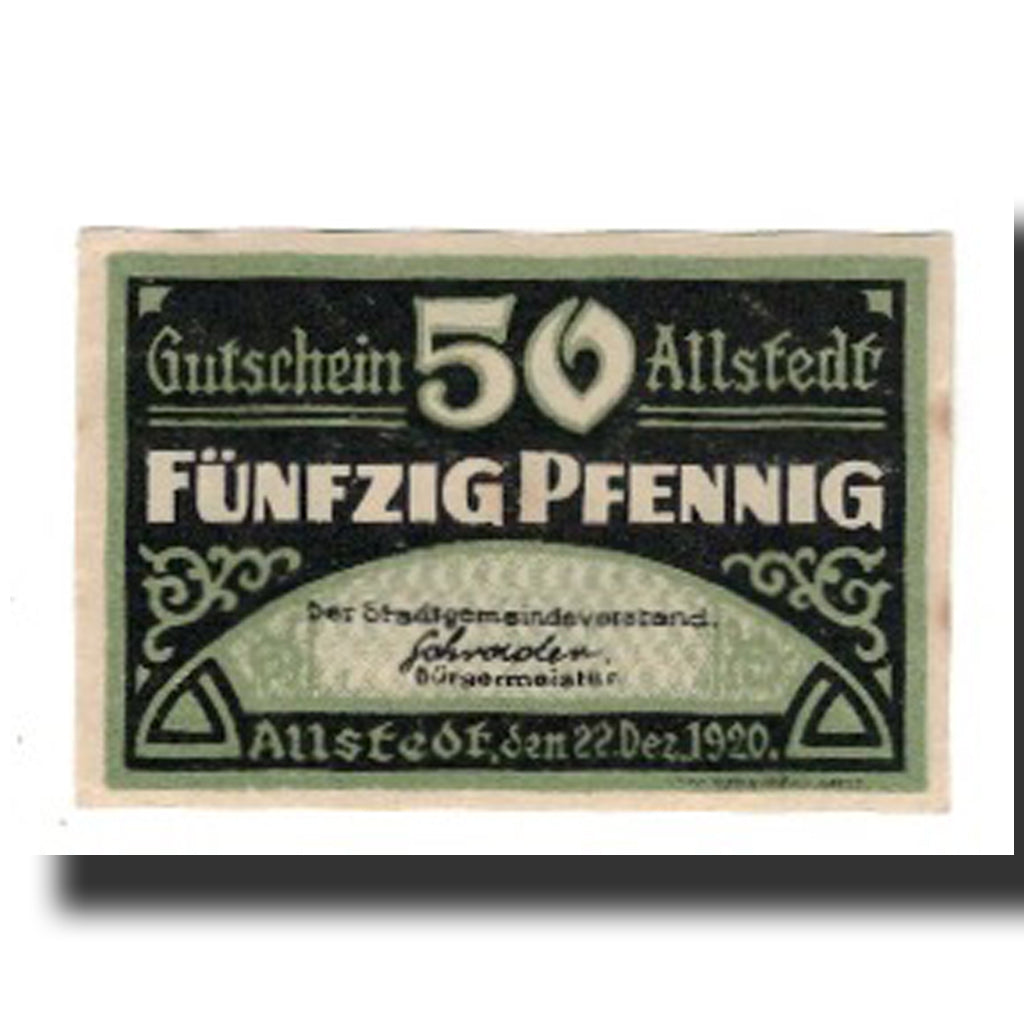 Banknote, Germany, Allstedt Stadt, 50 Pfennig, Eglise, 1920, 1920-02-01