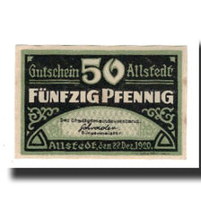 Banknote, Germany, Allstedt Stadt, 50 Pfennig, Eglise, 1920, 1920-02-01
