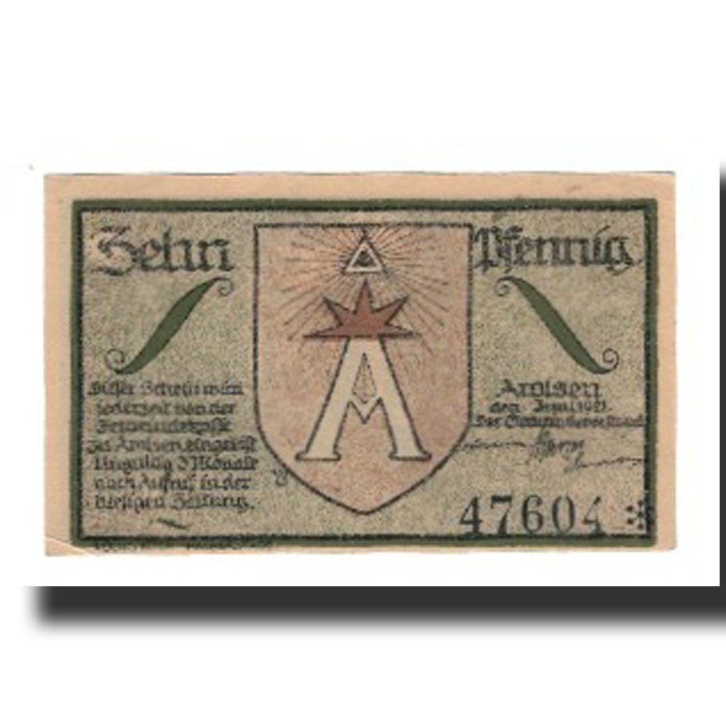 Banknote, Germany, Arolsen Stadt, 10 Pfennig, paysage, 1921, AU(55-58)