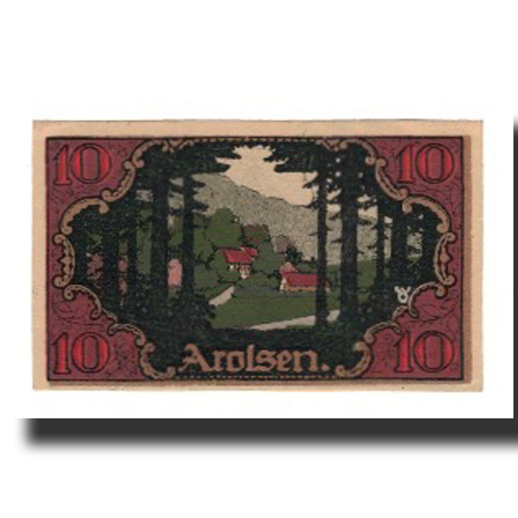 Banknote, Germany, Arolsen Stadt, 10 Pfennig, paysage, 1921, AU(55-58)